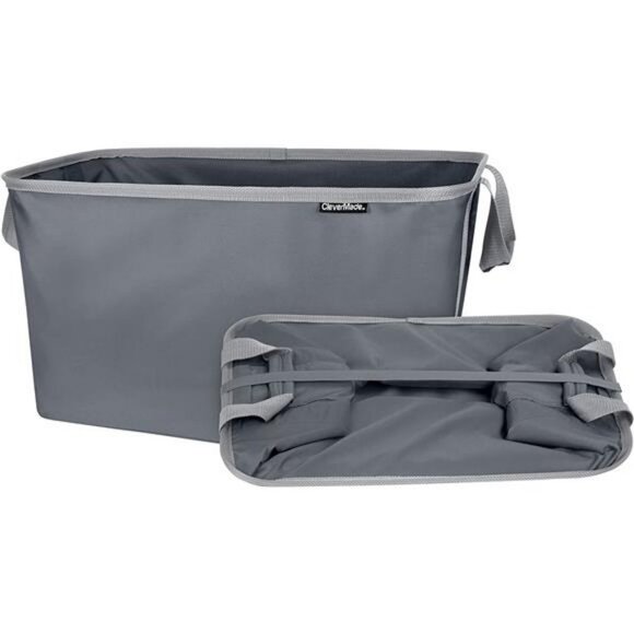 Collapsible Fabric Laundry Basket with Carry Handles, Charcoal/Grey, 2 Pack - Picture 1 of 6